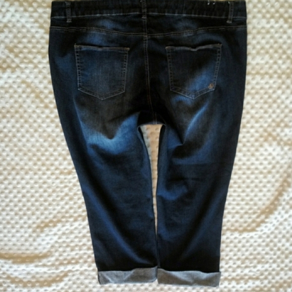 Indigo Rein Jeans Size 24 Skinny Leg Distressed Cuff Crop - Picture 4 of 12